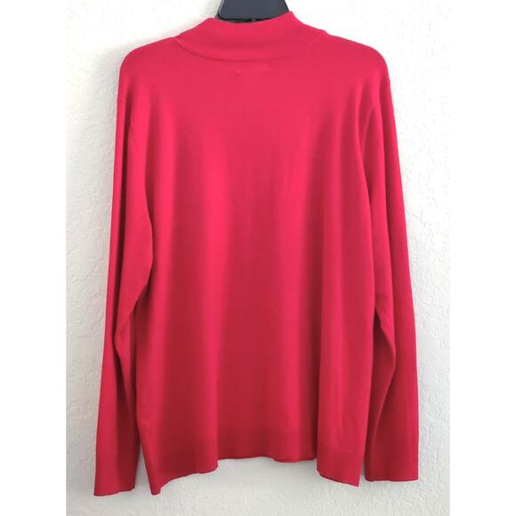 SWEATER/KNIT-CALVIN KLEIN-Red-Mock Turtleneck-Accent Buttons-Long Sleeves-X-LRG - Picture 2 of 14